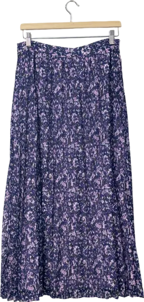 Fig & Basil Purple Floral Midi Skirt UK 12