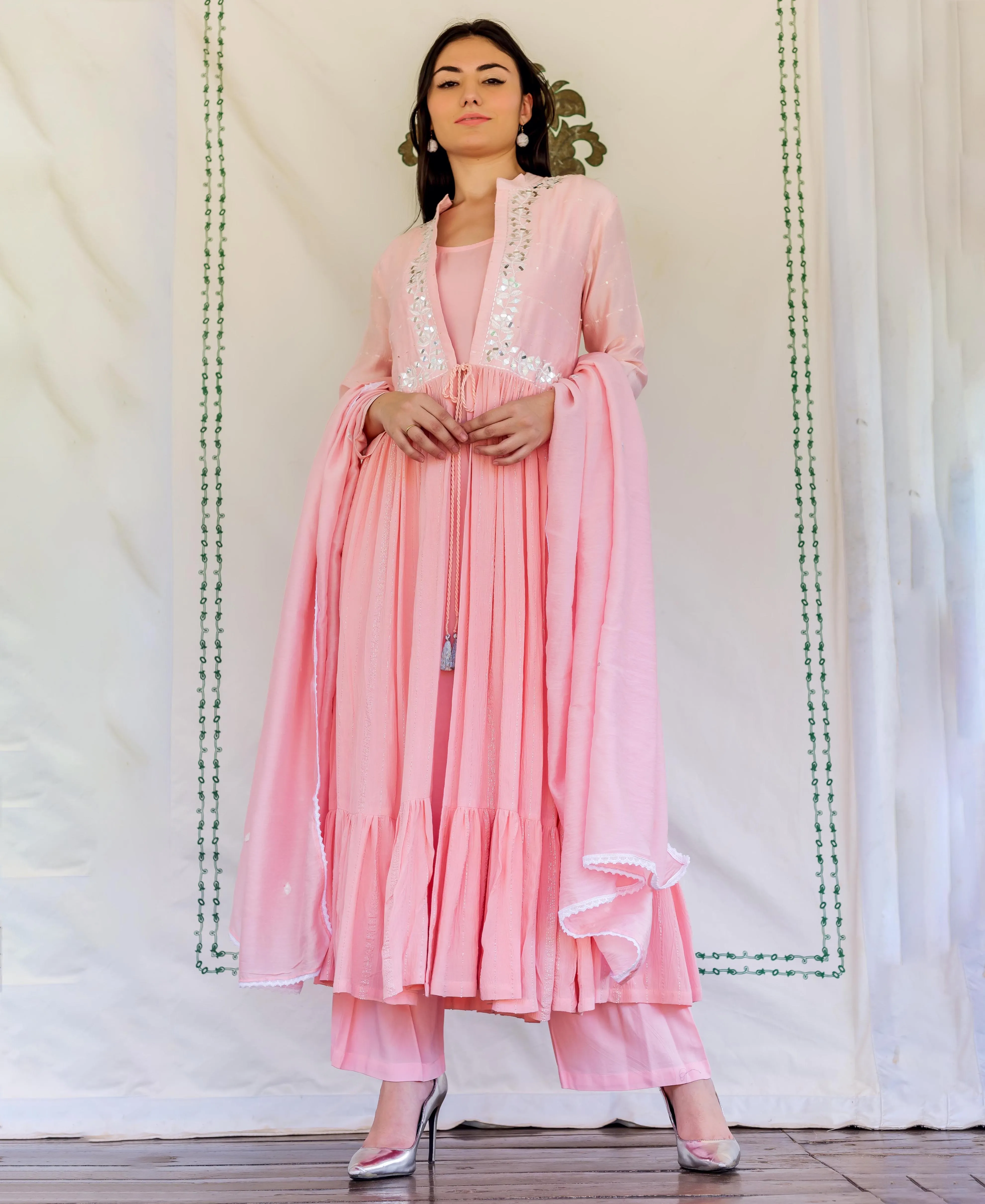 Flamingo Pink Embroidered Kurta