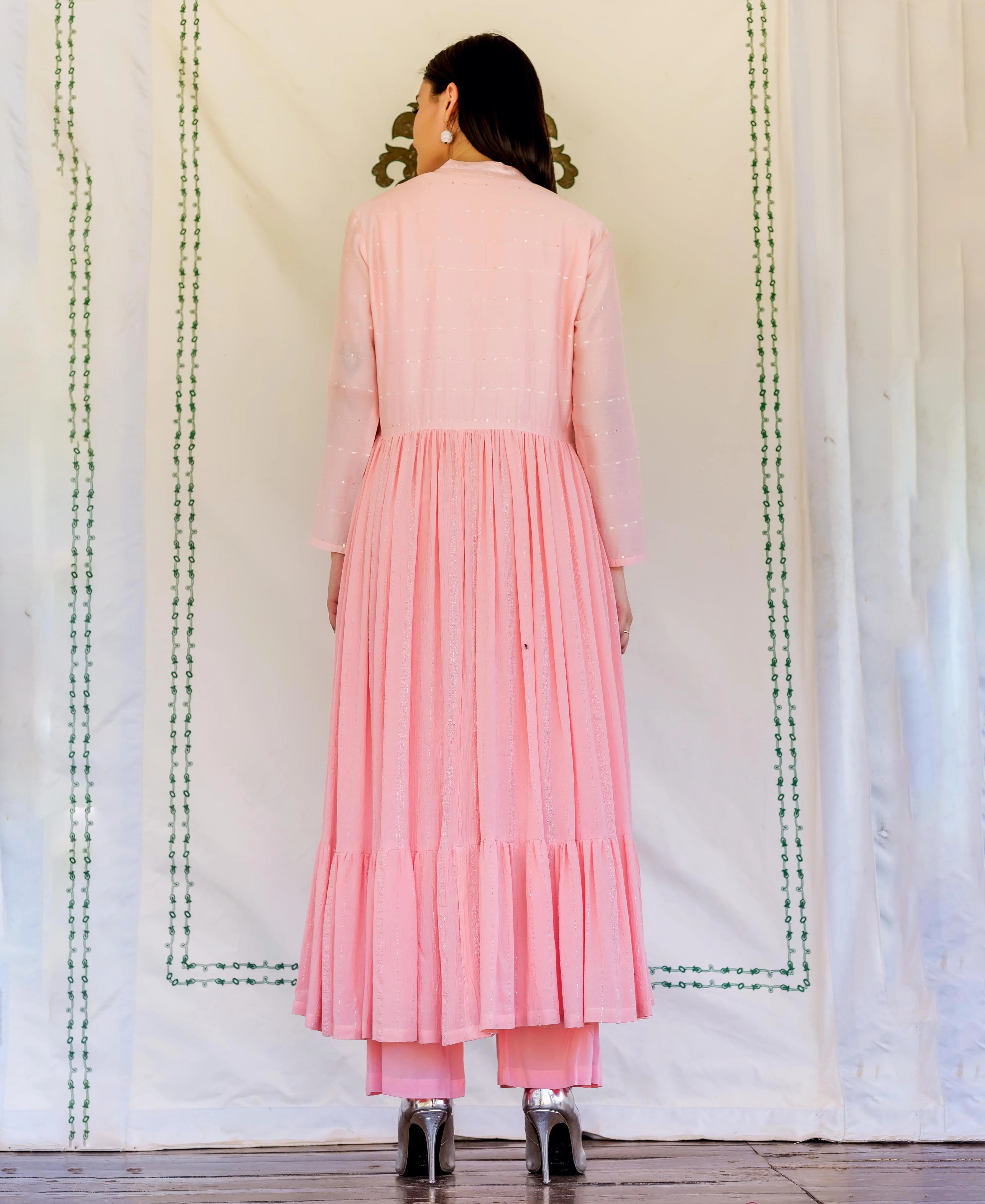 Flamingo Pink Embroidered Kurta