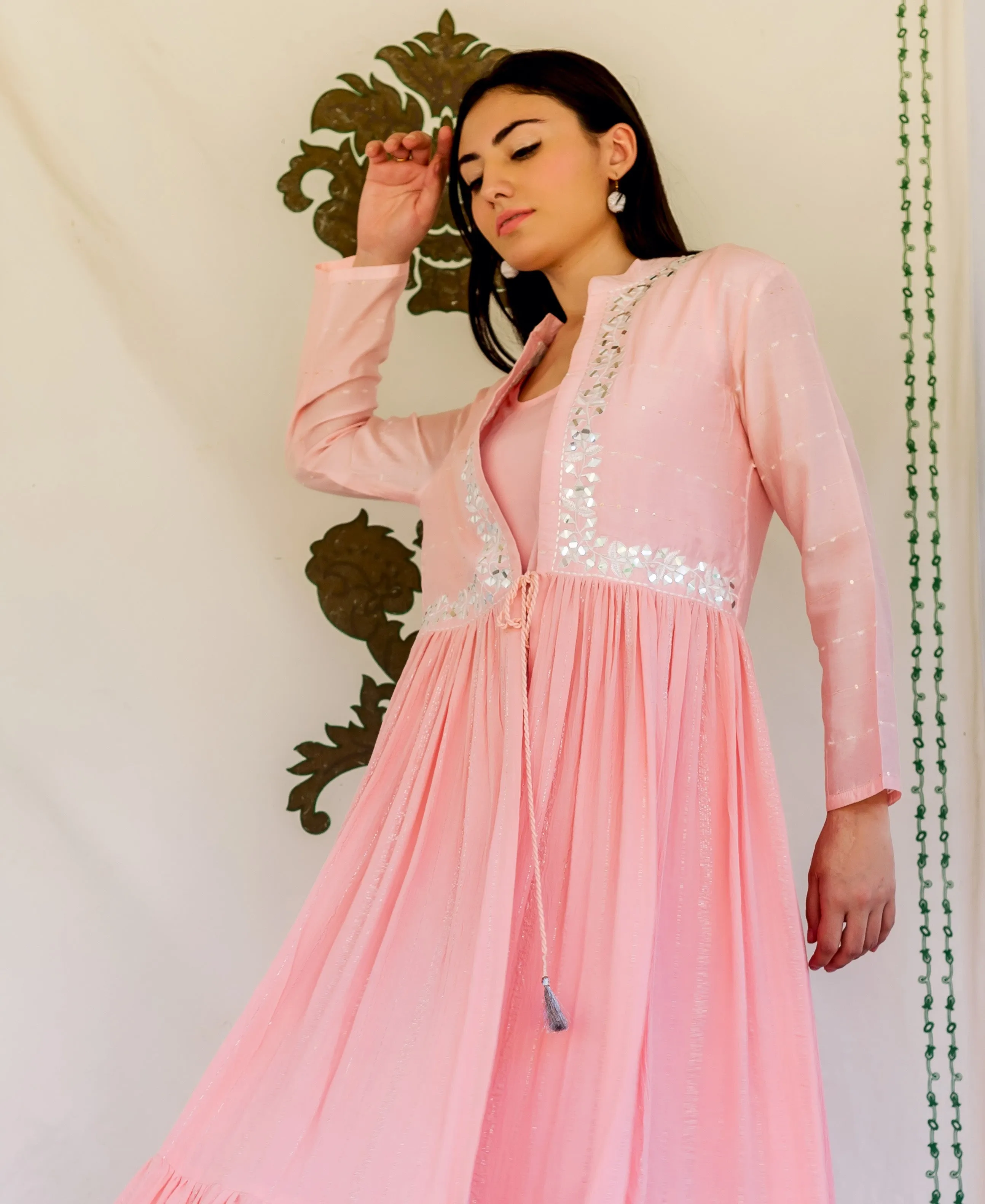 Flamingo Pink Embroidered Kurta