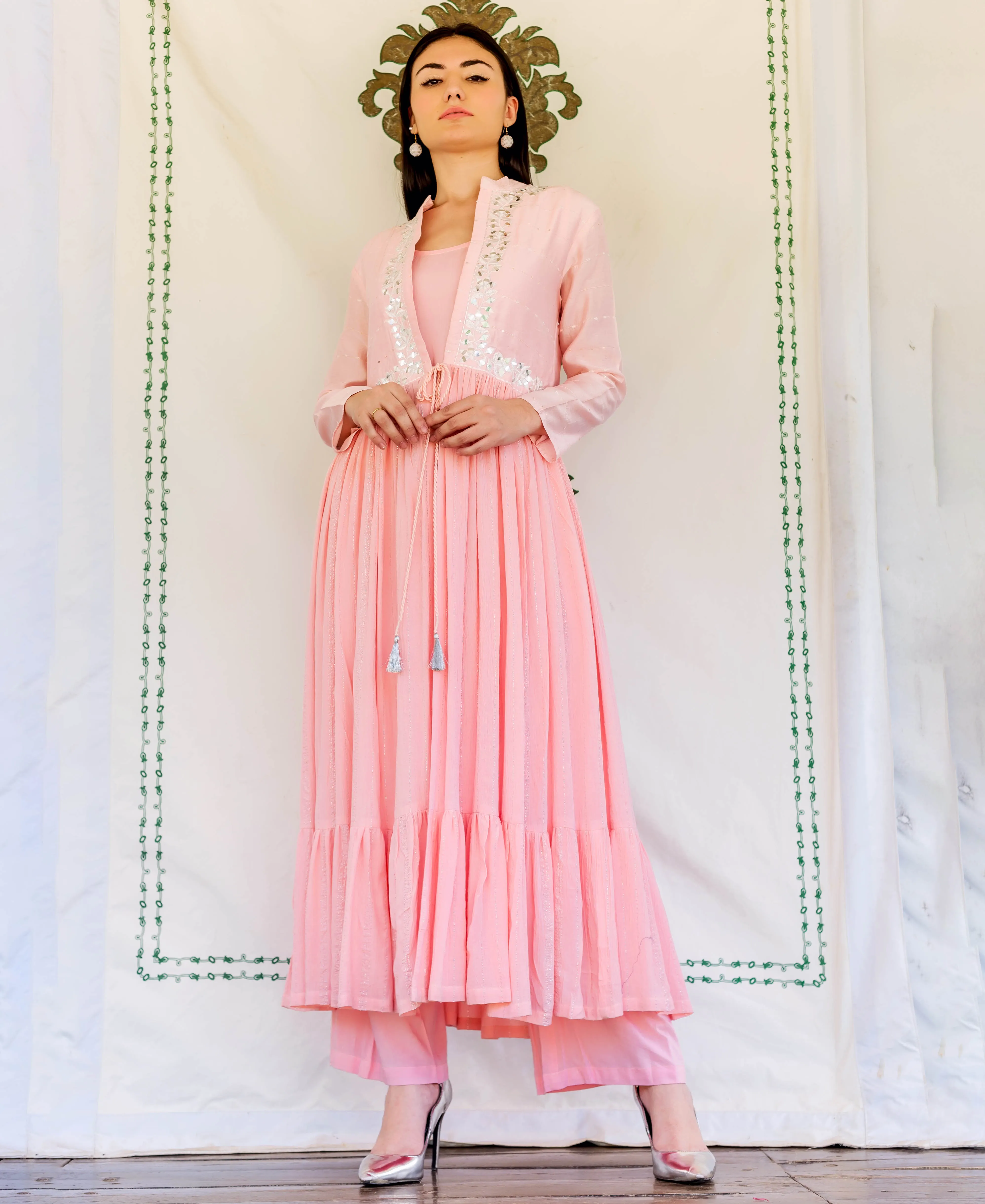 Flamingo Pink Embroidered Kurta