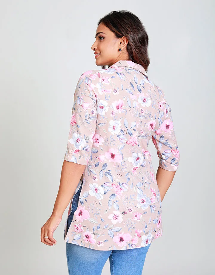 Floral Printed Kurtha with ¾ Sleeves