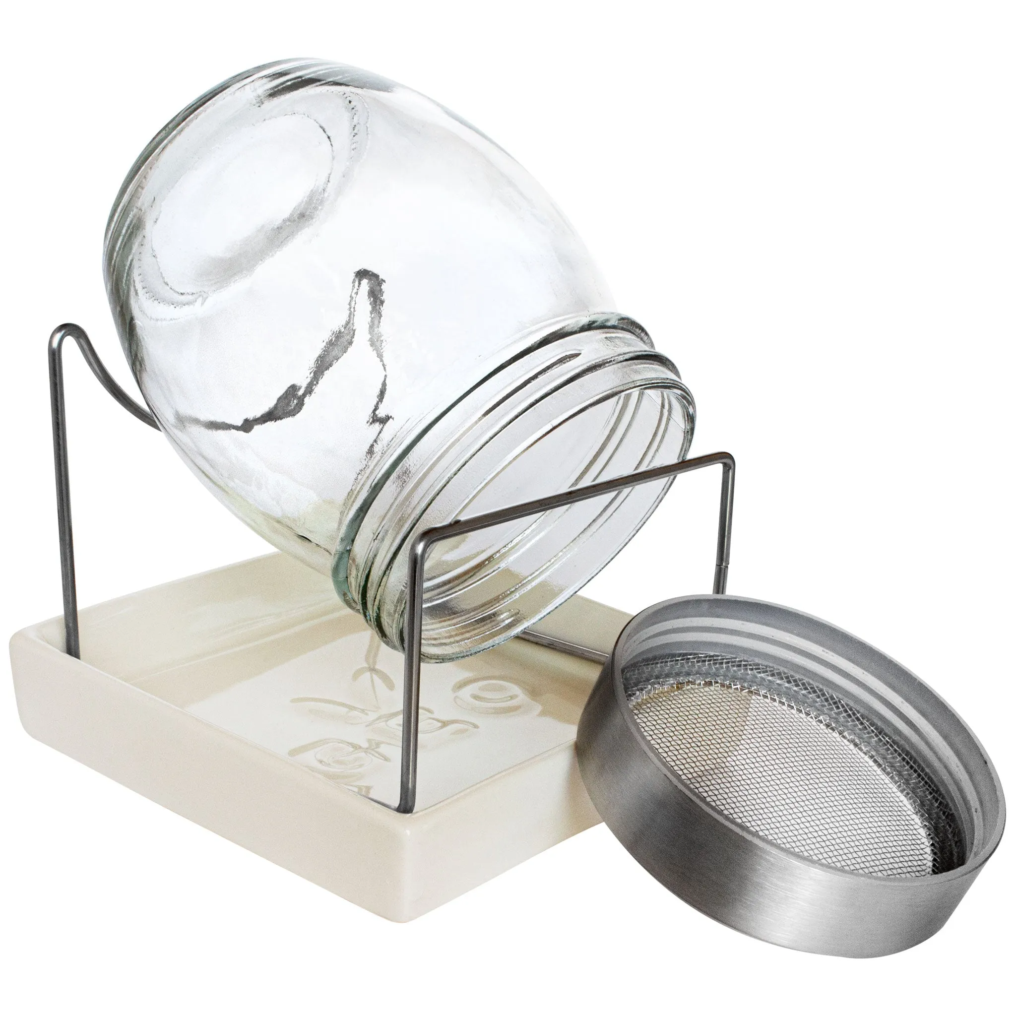 GEO Sprouting Jar System with Stainless Steel Rack and Ceramic Base Plate