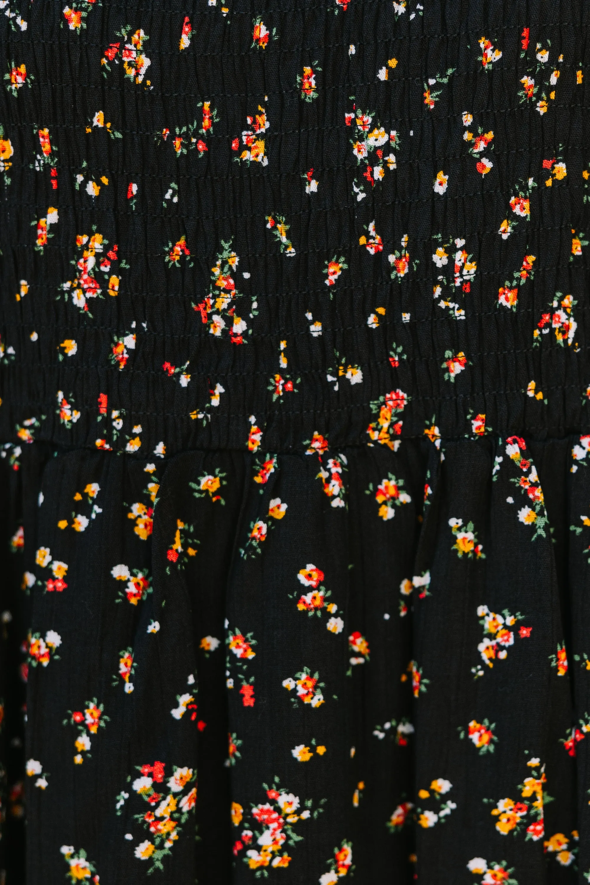 Getting Close Black Ditsy Floral Blouse