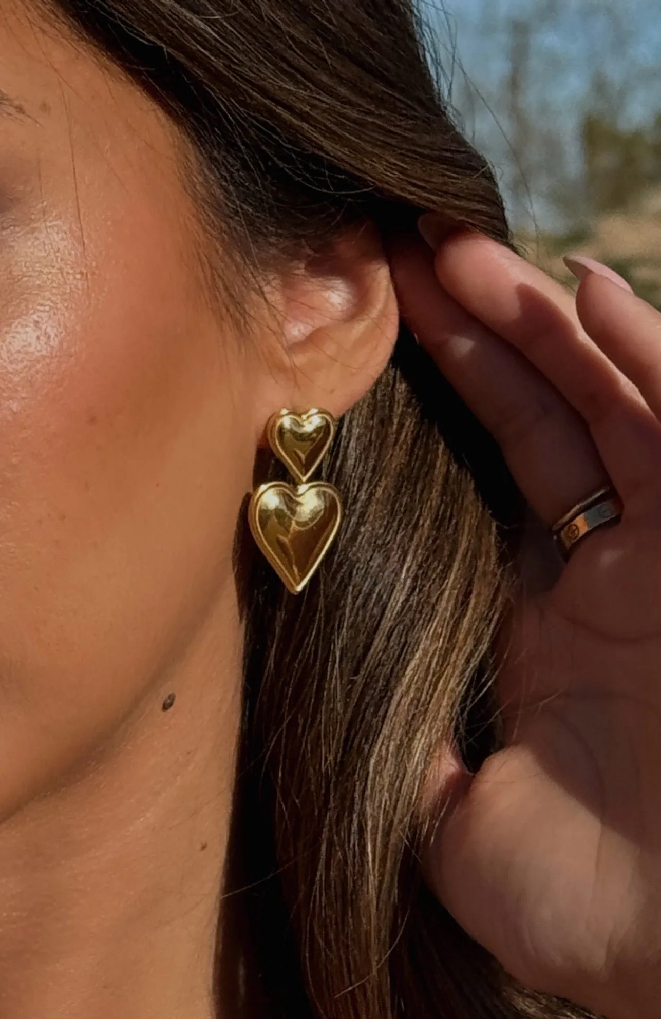 Gracie Heart Earrings Gold