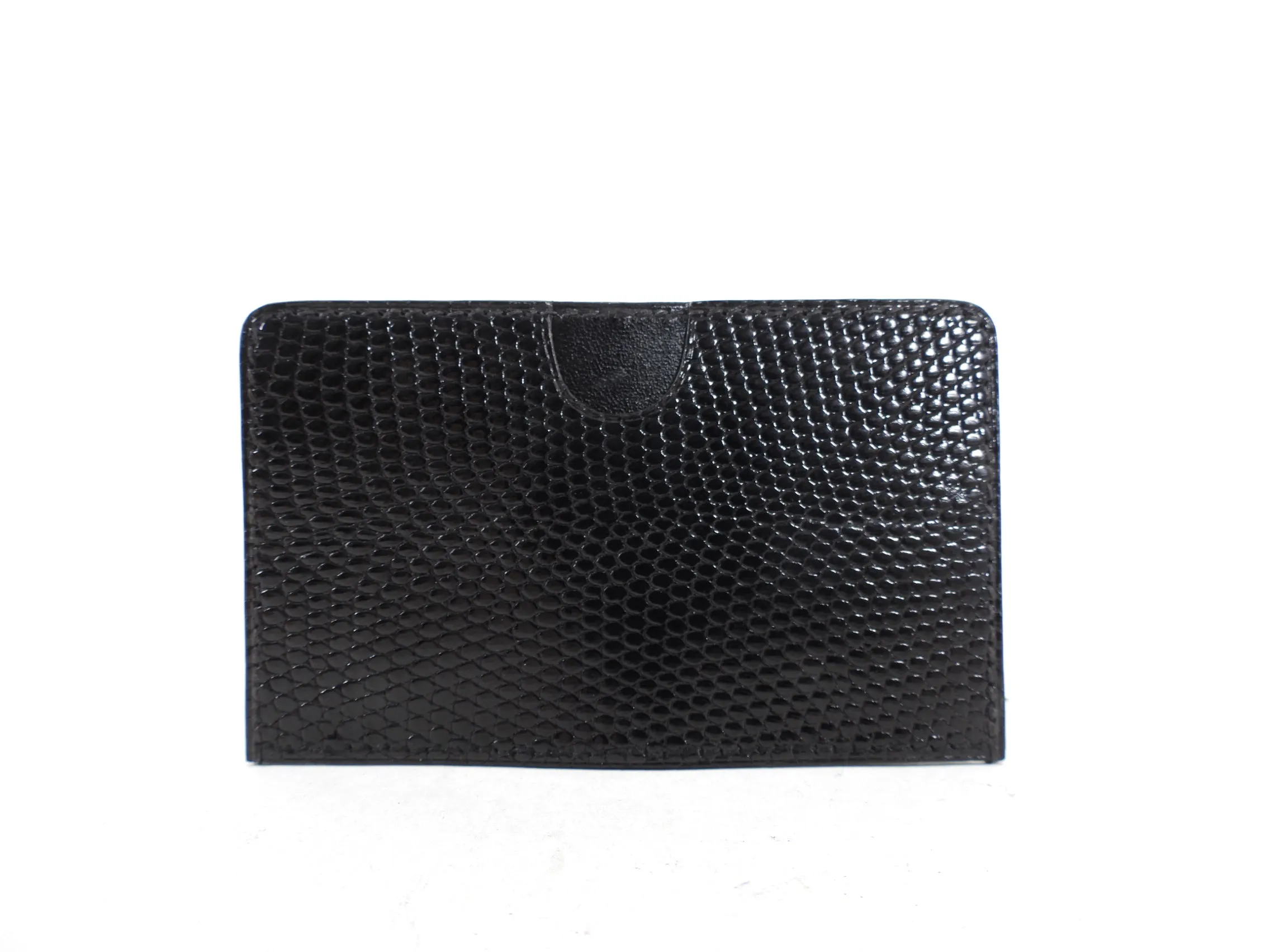 Hermes Vintage 1996 Black Lizard Exotic Single Card Holder