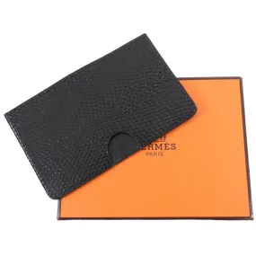 Hermes Vintage 1996 Black Lizard Exotic Single Card Holder