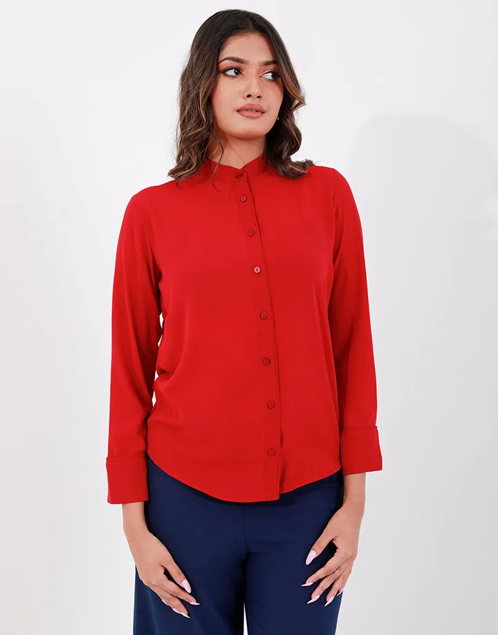 High Neck Georgette Blouse with Long Sleeves