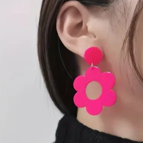 Hollow Flower Design Dangle Earrings Elegant Sexy Style Acrylic Jewelry Delicate Female Gift