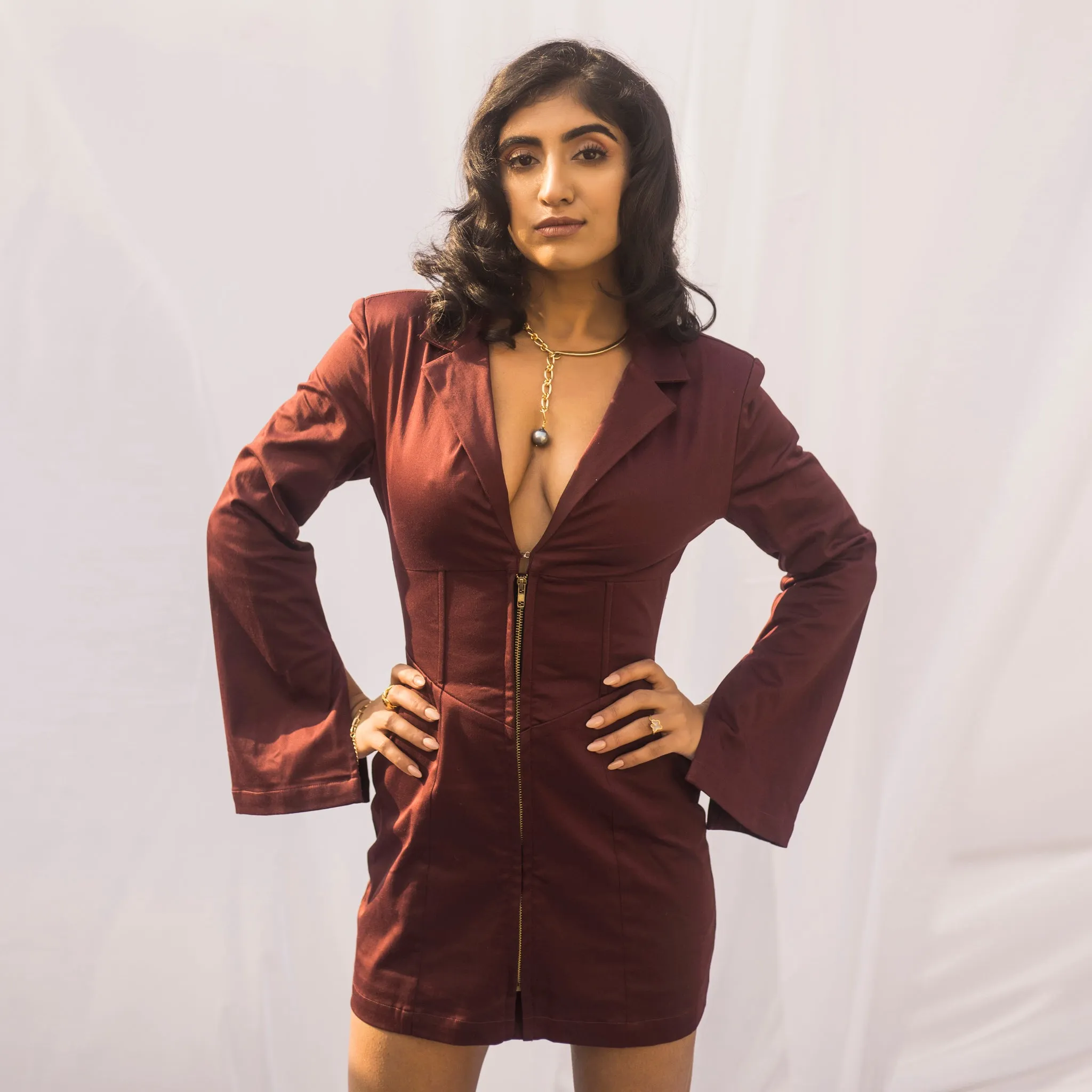 Jeanine Burgundy Blazer Dress