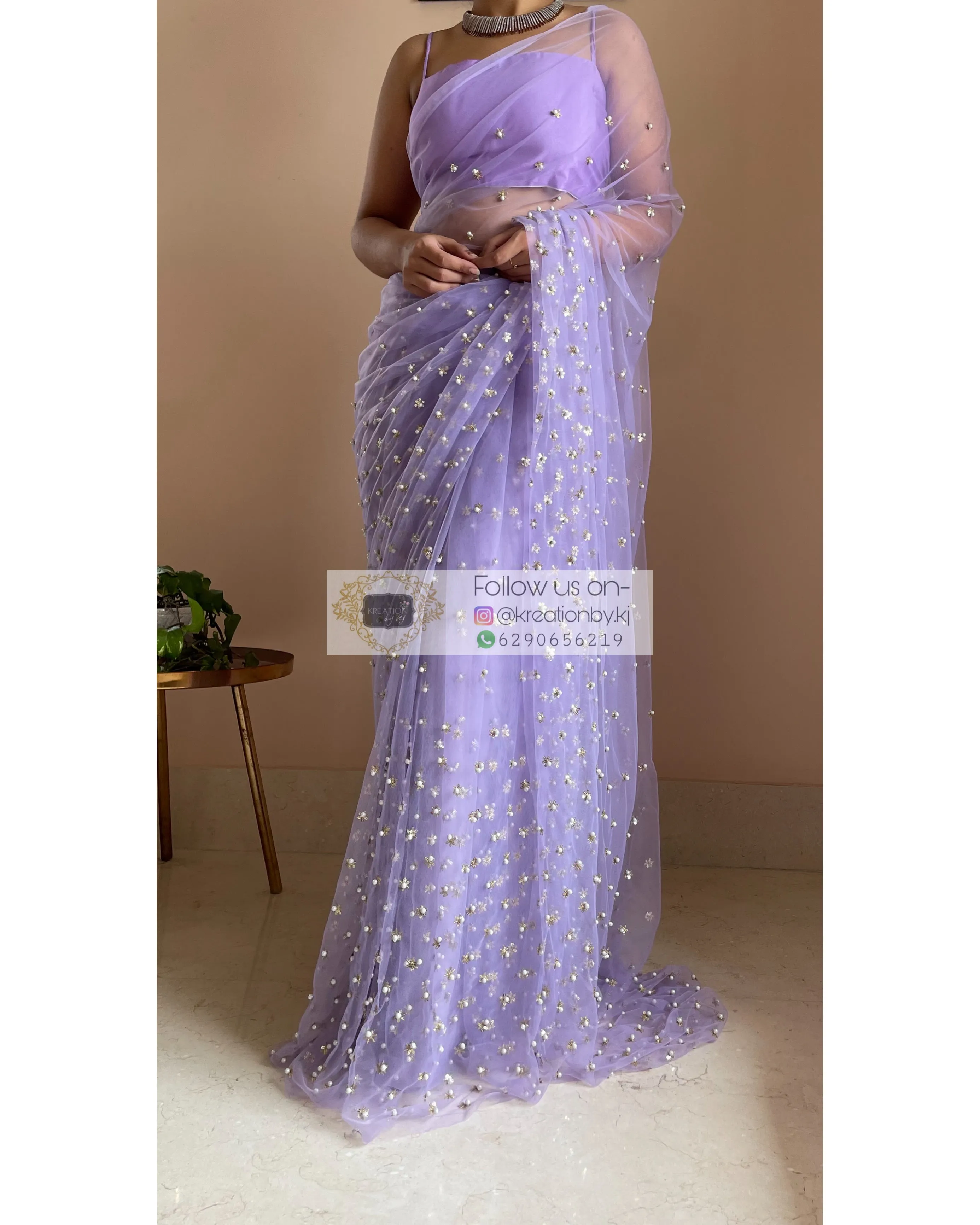 Jugnoo Lavender Net Saree