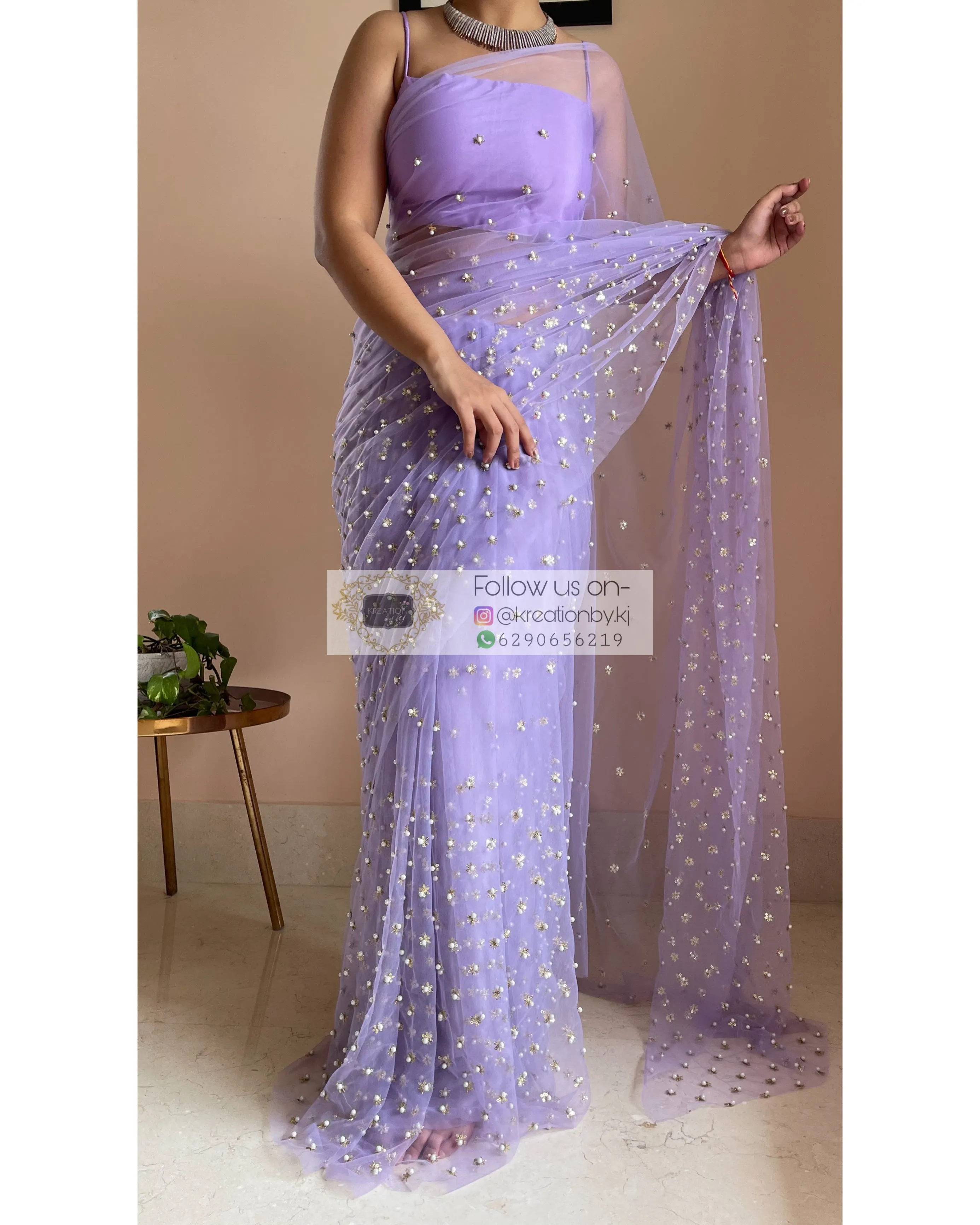 Jugnoo Lavender Net Saree