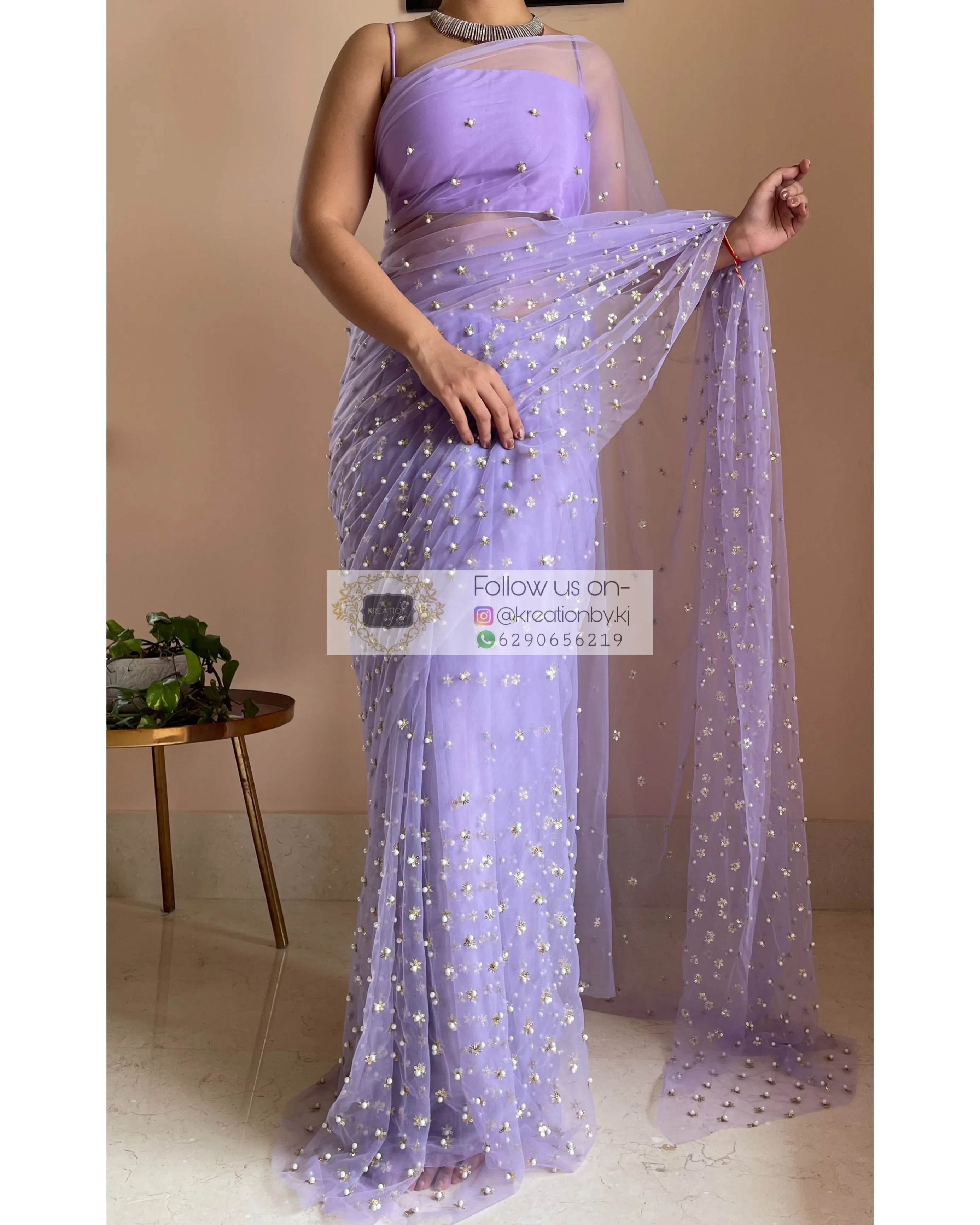 Jugnoo Lavender Net Saree