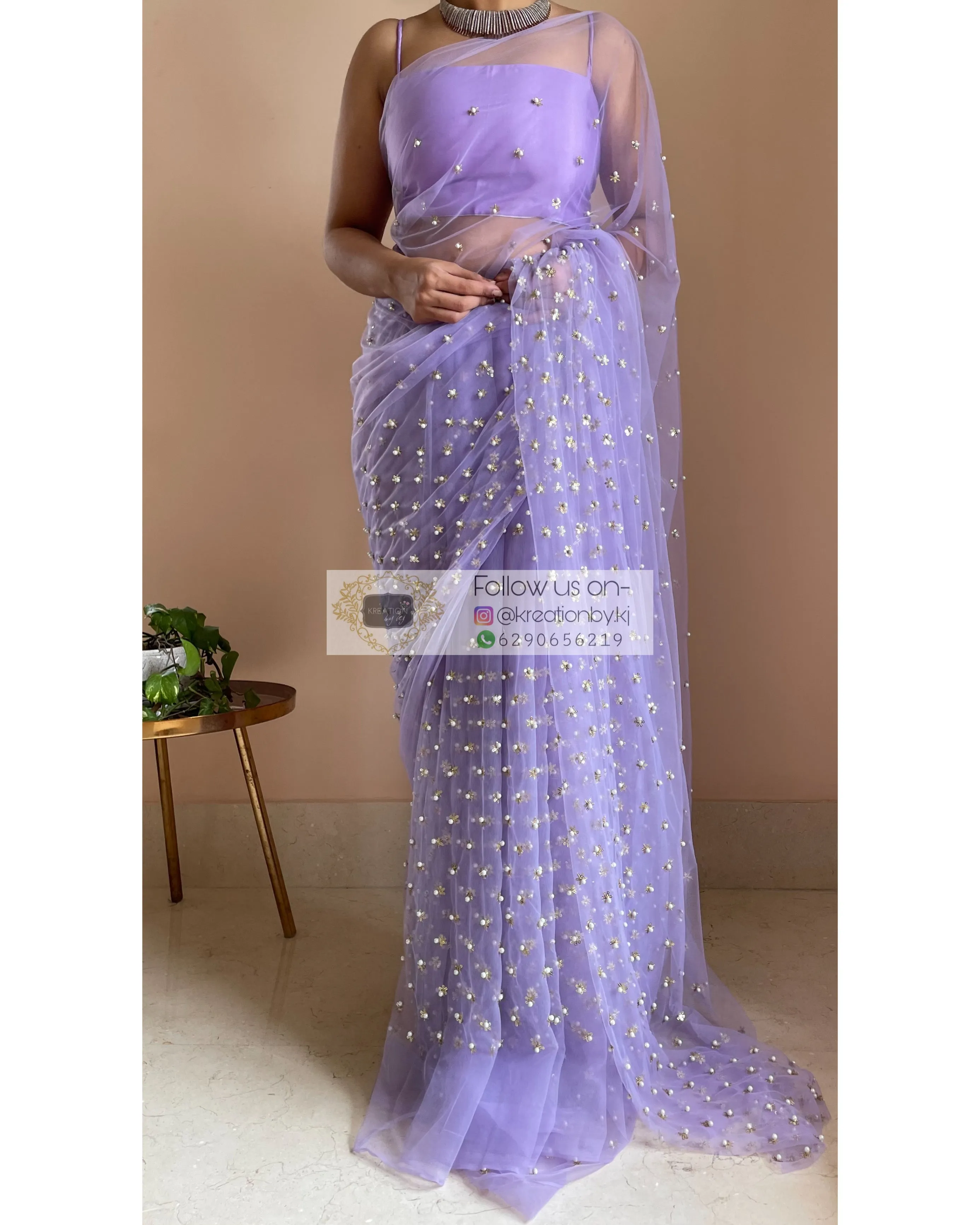 Jugnoo Lavender Net Saree