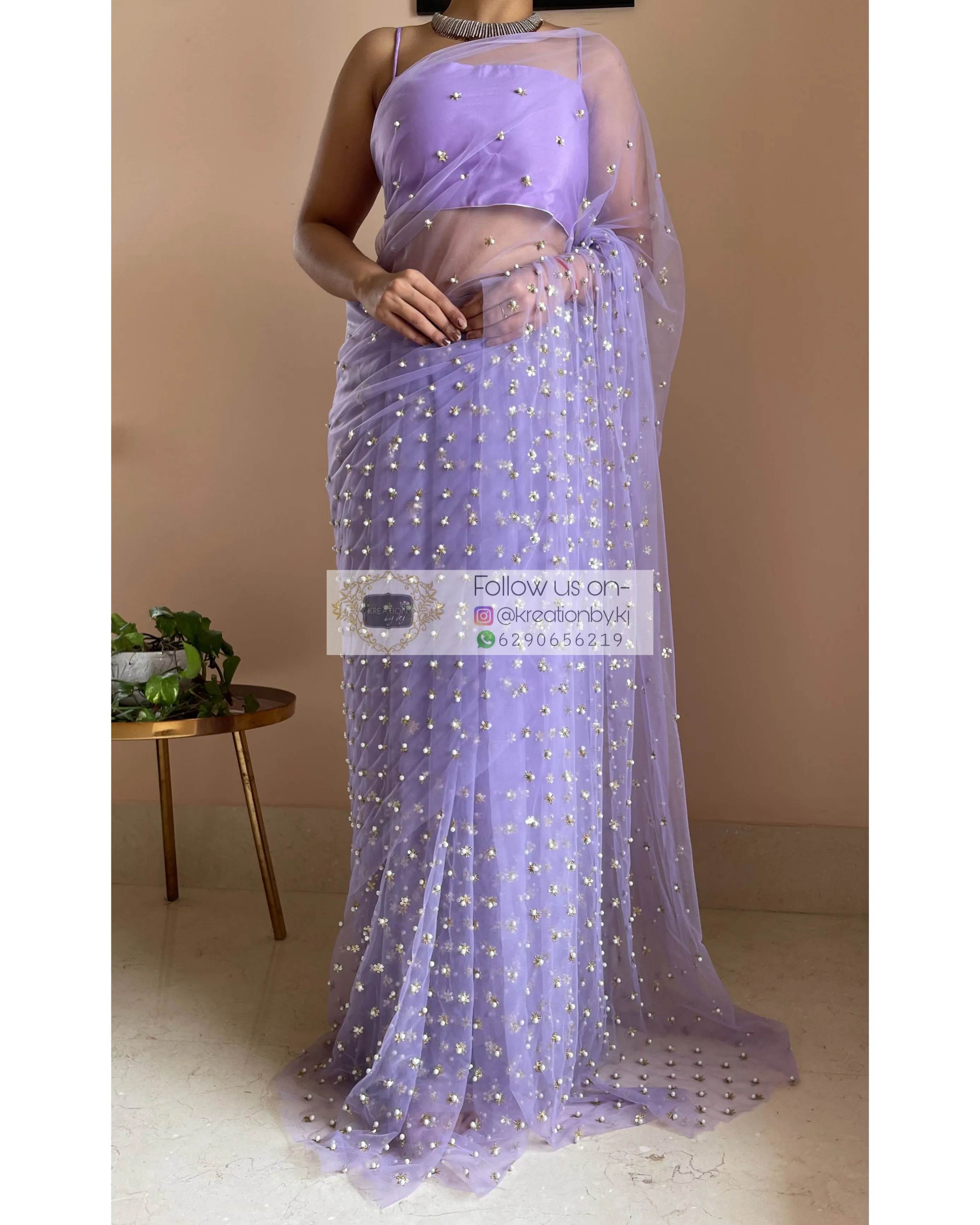 Jugnoo Lavender Net Saree