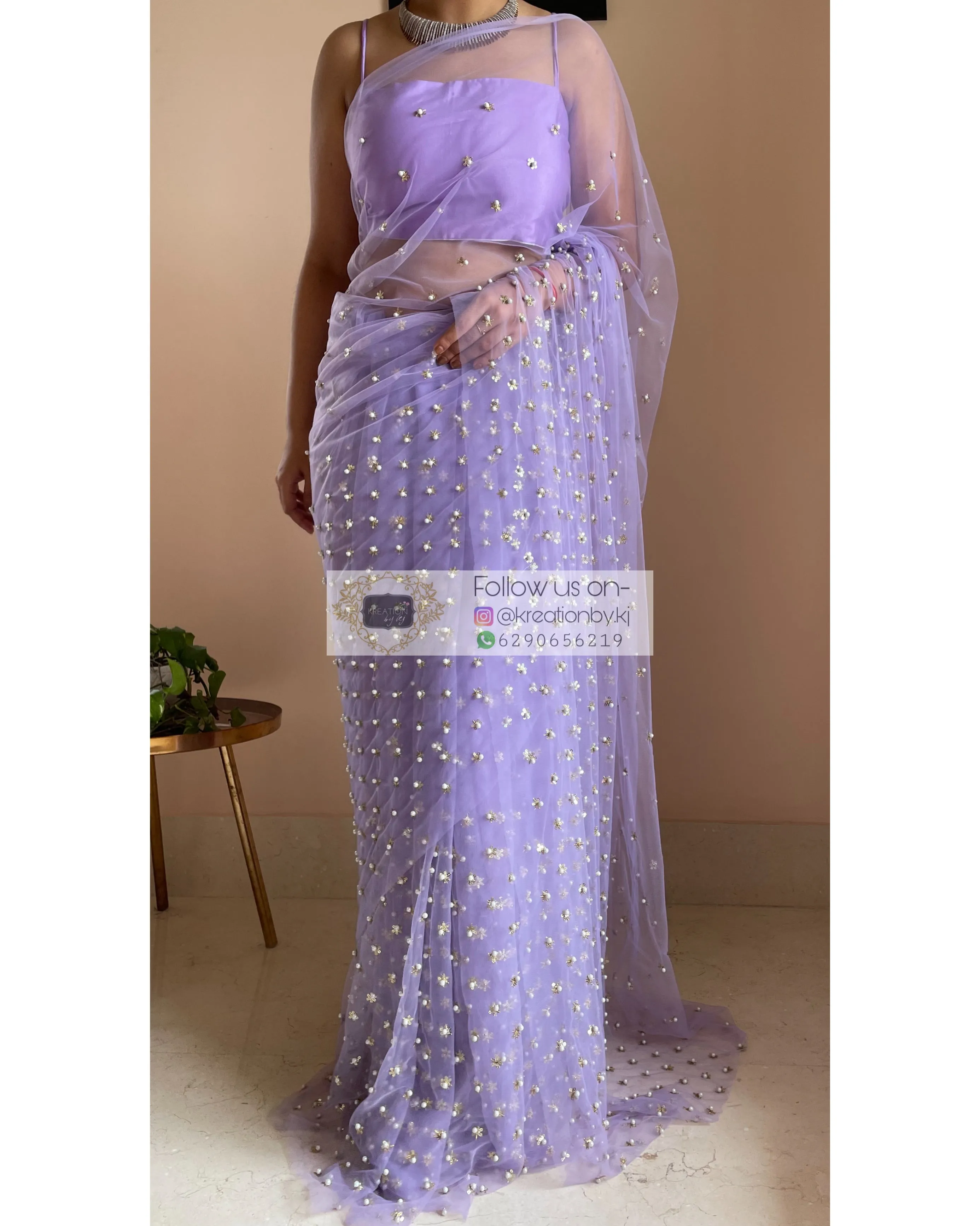 Jugnoo Lavender Net Saree