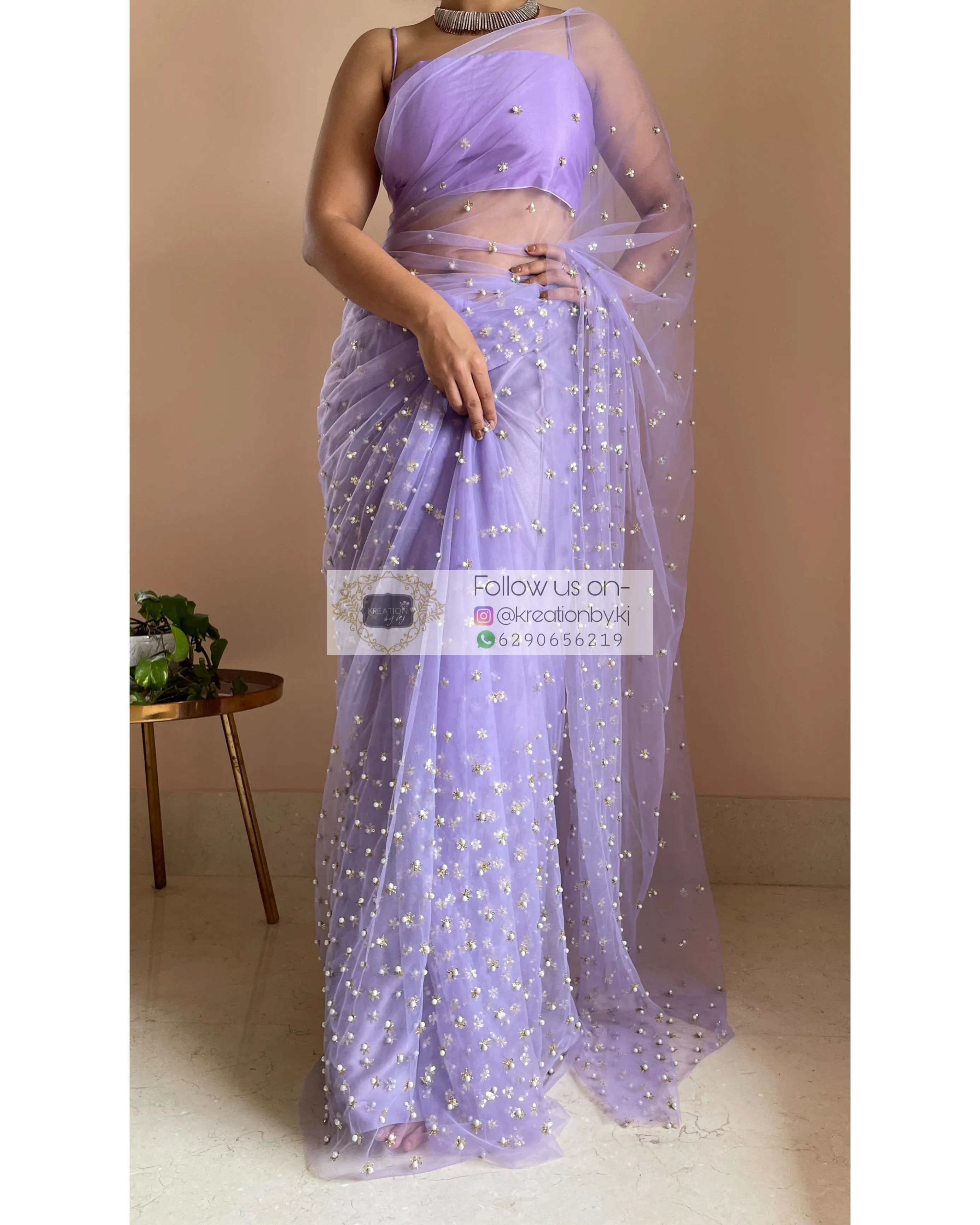 Jugnoo Lavender Net Saree