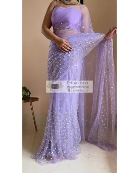 Jugnoo Lavender Net Saree