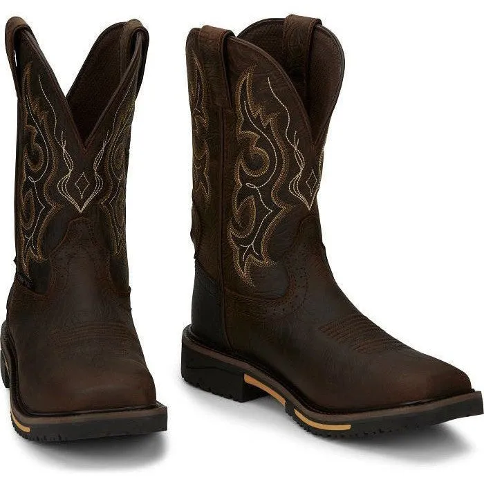 Justin Men's Joist 11" Comp Toe Western Work Boot - Brown - SE4625