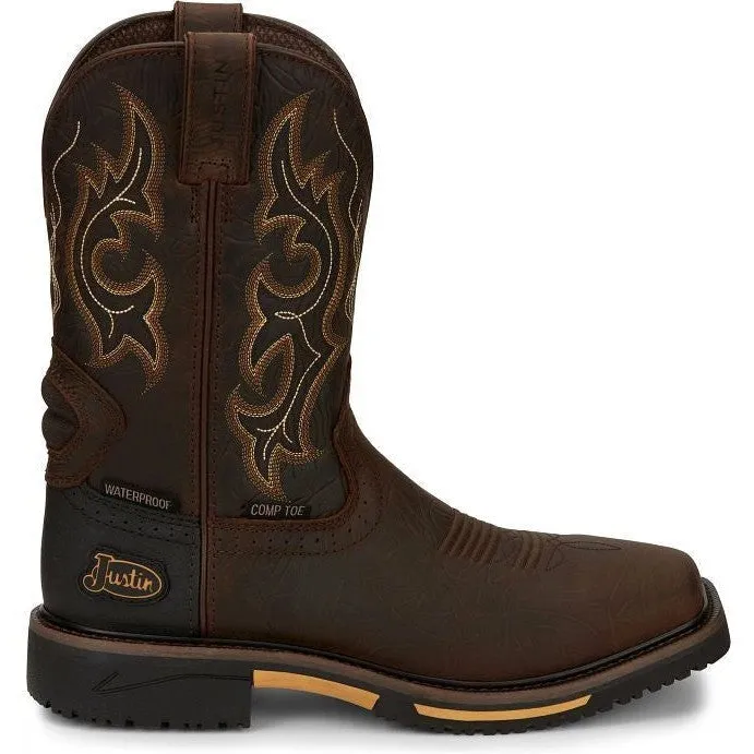 Justin Men's Joist 11" Comp Toe Western Work Boot - Brown - SE4625