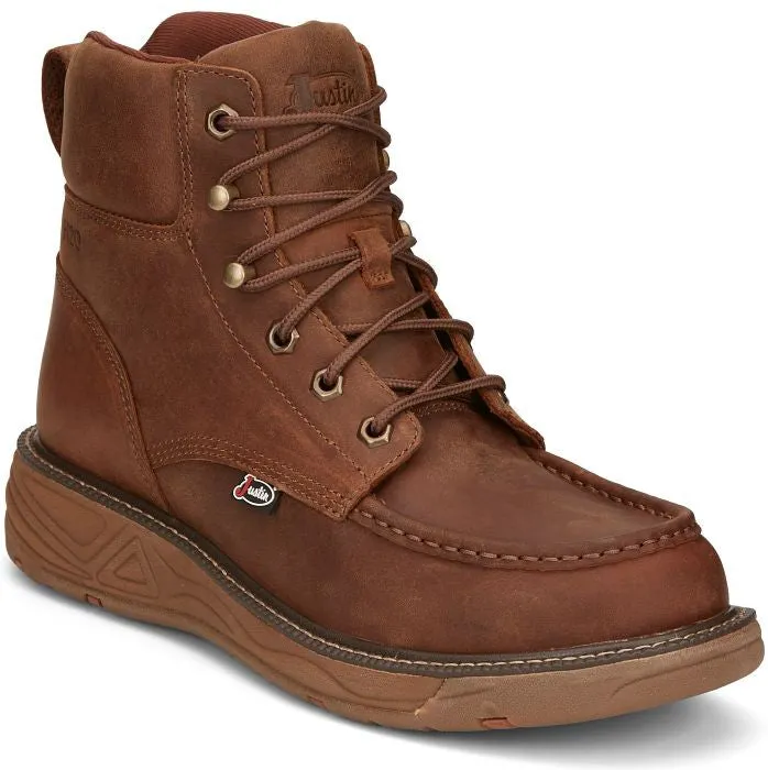 Justin Men's Rush 6" WP Wedge Western Work Boot -Brown- SE470