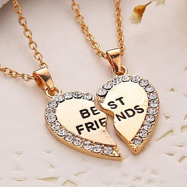 Ladies Charming Best Friend Matching Heart-shaped Pendant Necklace