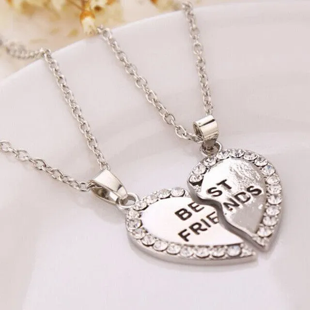 Ladies Charming Best Friend Matching Heart-shaped Pendant Necklace