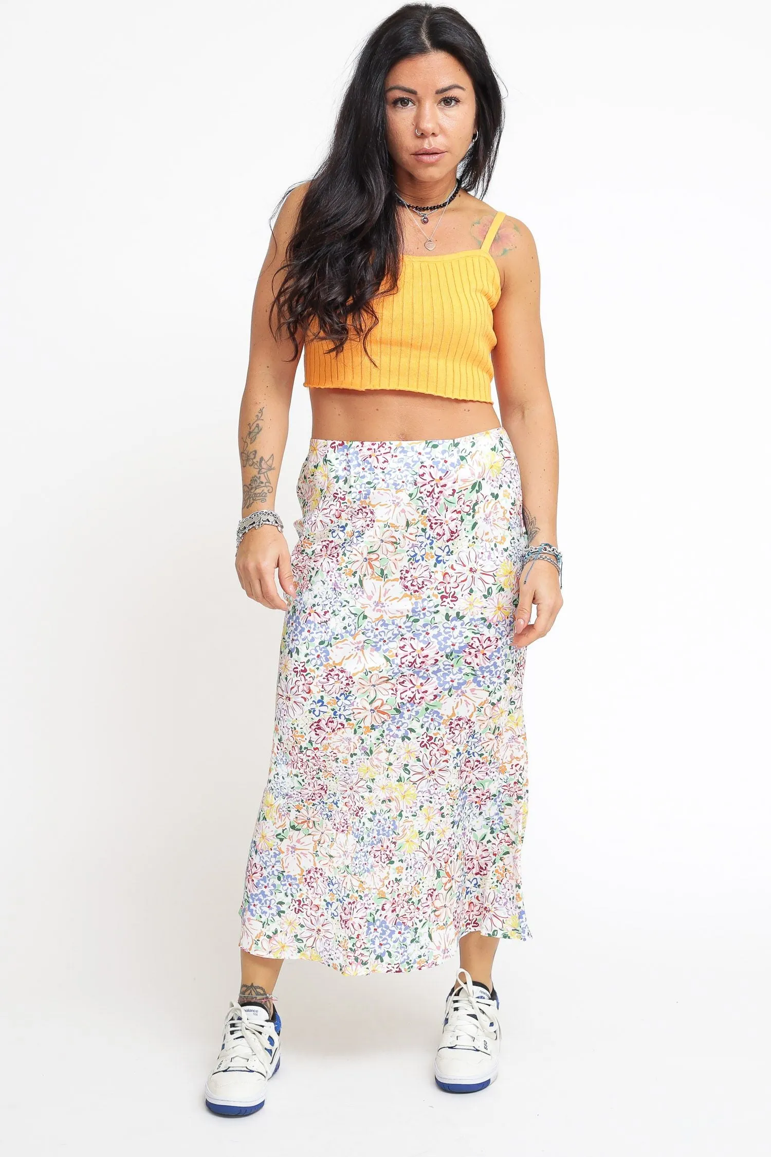 Ladies Skirt Painted Multi Floral