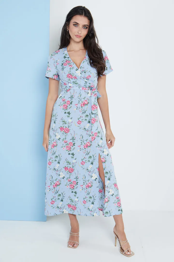 Lilura London Wrap Front Maxi Dress In Floral Print