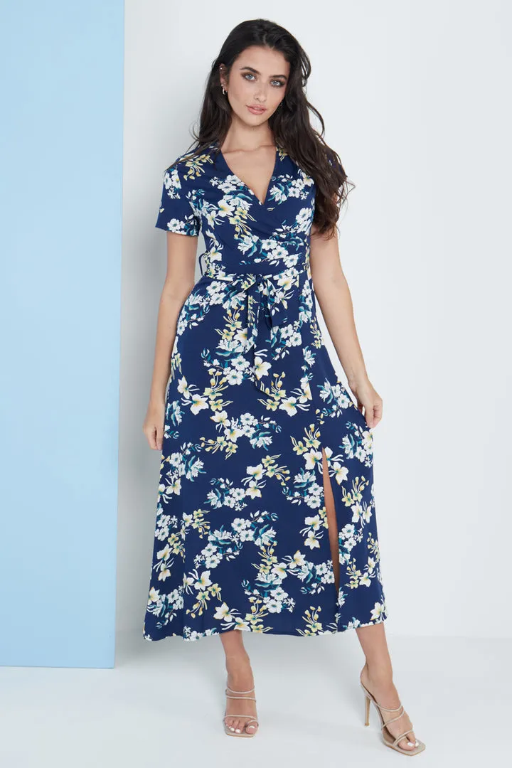 Lilura London Wrap Front Maxi Dress In Floral Print