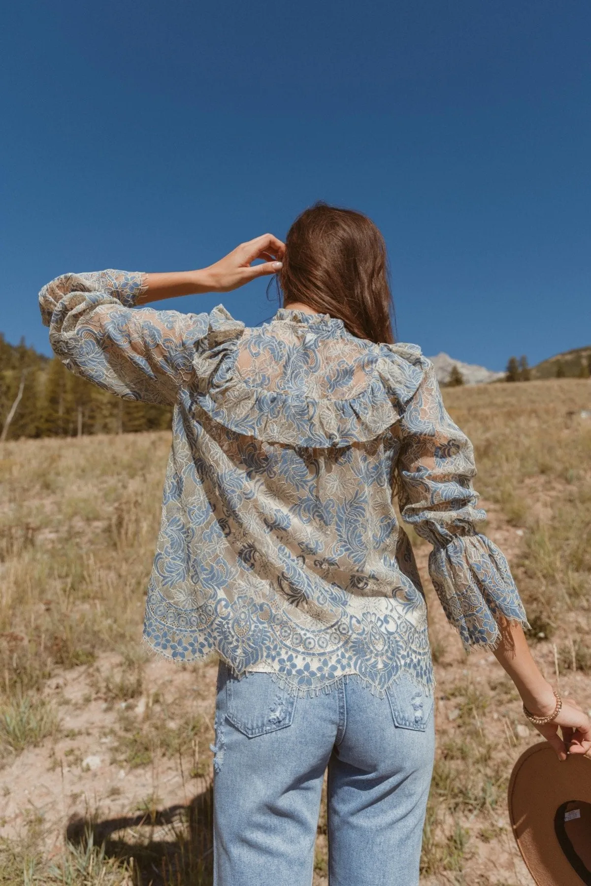 Lookin' Pretty Tie-Neck Lace Blouse