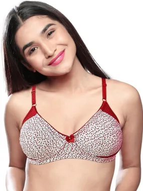 Lovable Cream-Maroon Non Padded Non Wired Full Coverage Bra LE-223-Cream-Maroon