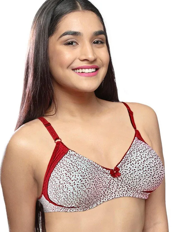 Lovable Cream-Maroon Non Padded Non Wired Full Coverage Bra LE-223-Cream-Maroon