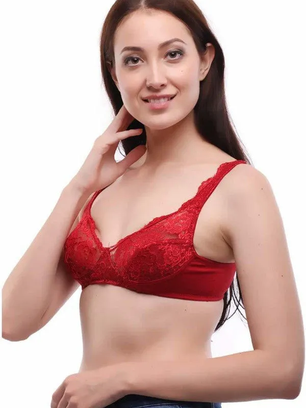 Lovable Maroon Non Padded Non Wired Full Coverage Bra L0596-Maroon