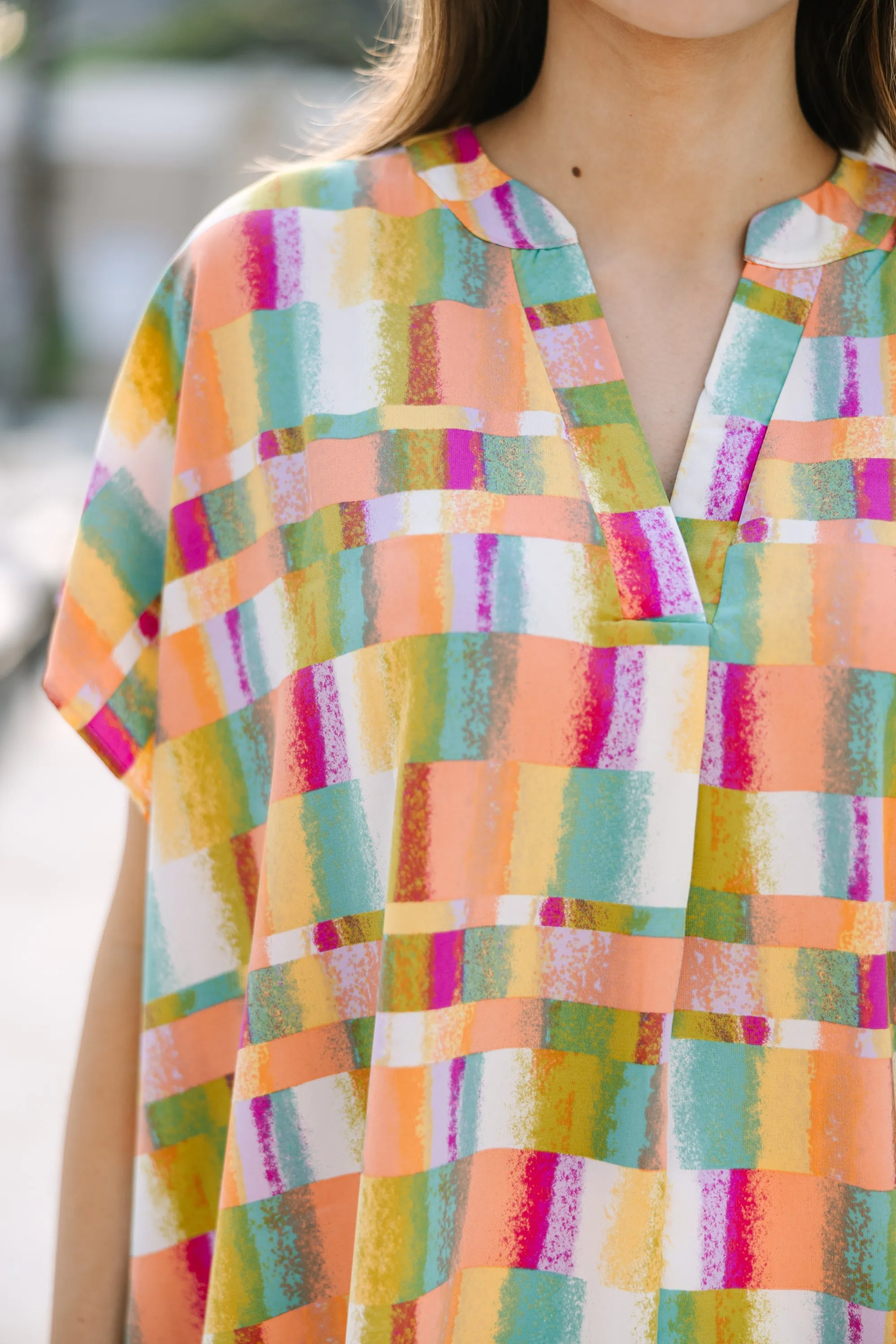 Love You Most Orange Geometric Blouse