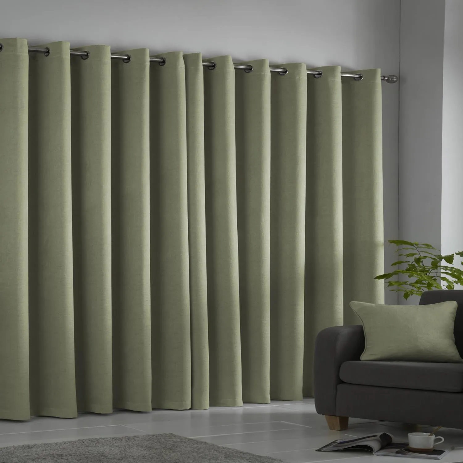 Luna Green Eyelet Curtains