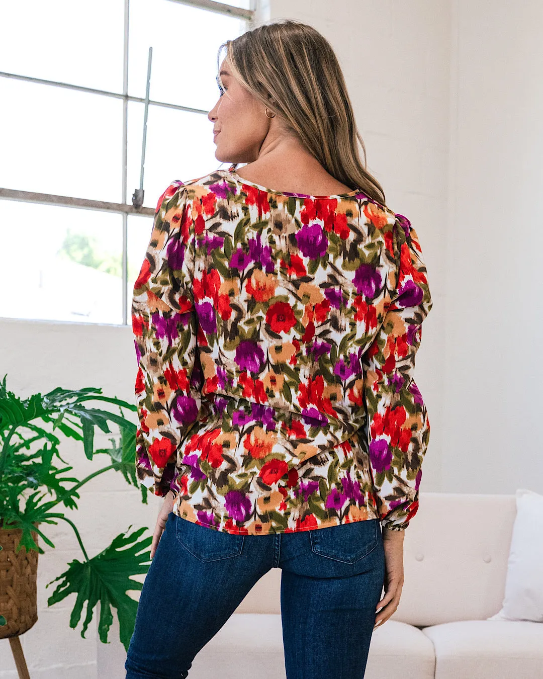 Macey Floral V Neck Blouse