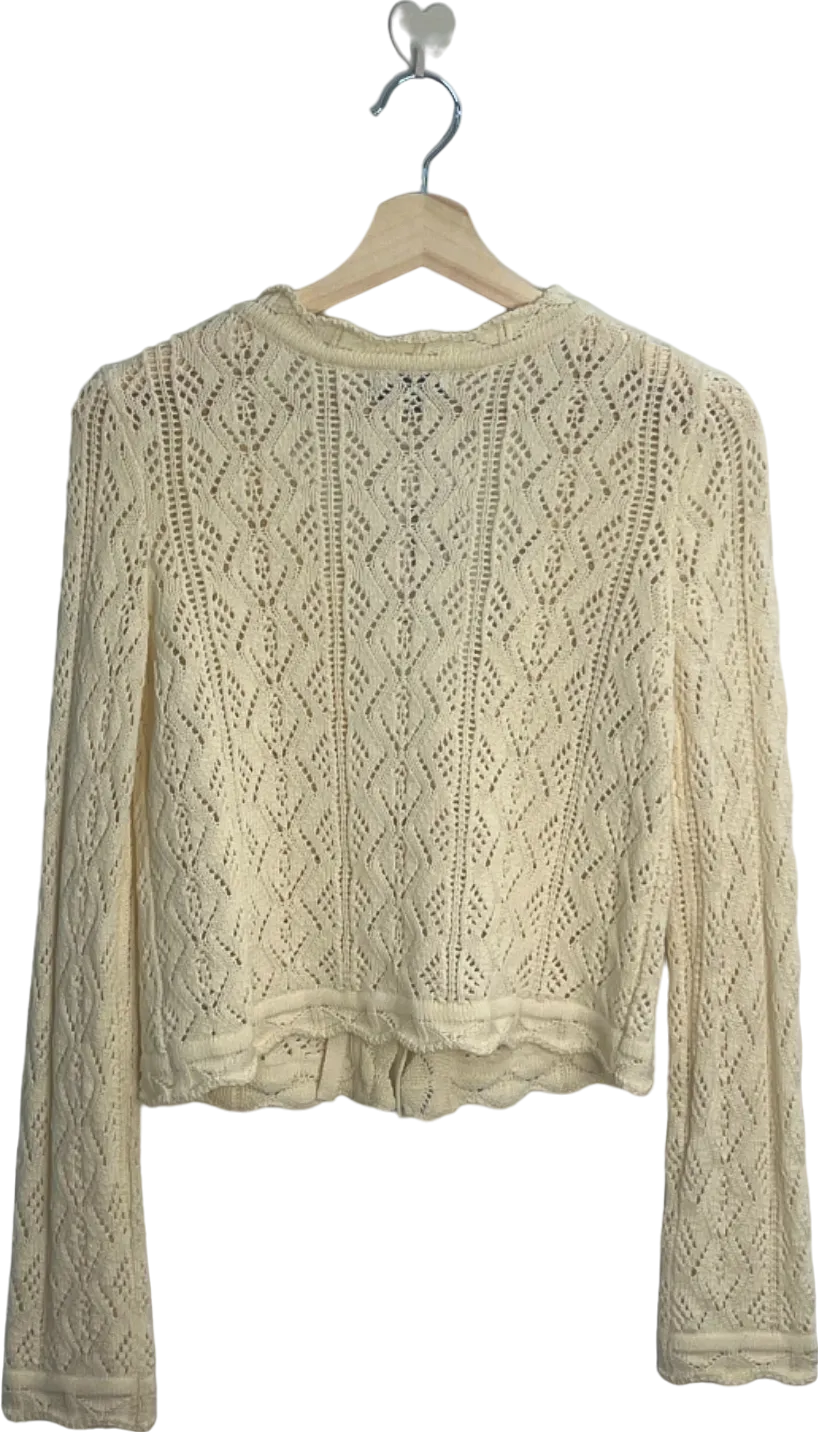 Majorelle Cream Crochet Knit Cardigan UK XXS