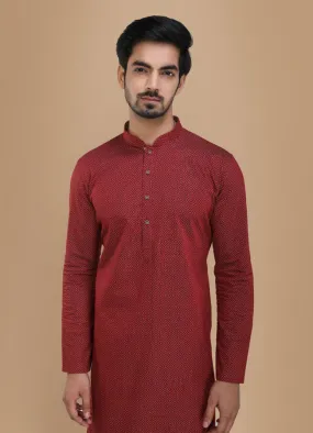 Manyawar Maroon Printed Kurta