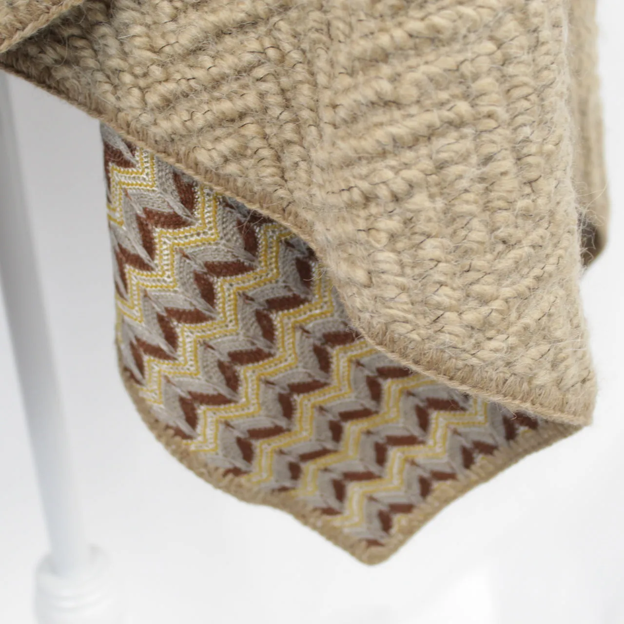 Missoni Brand New Butterscotch Textured Chunky Wool & Zigzag Signature Knit Serape