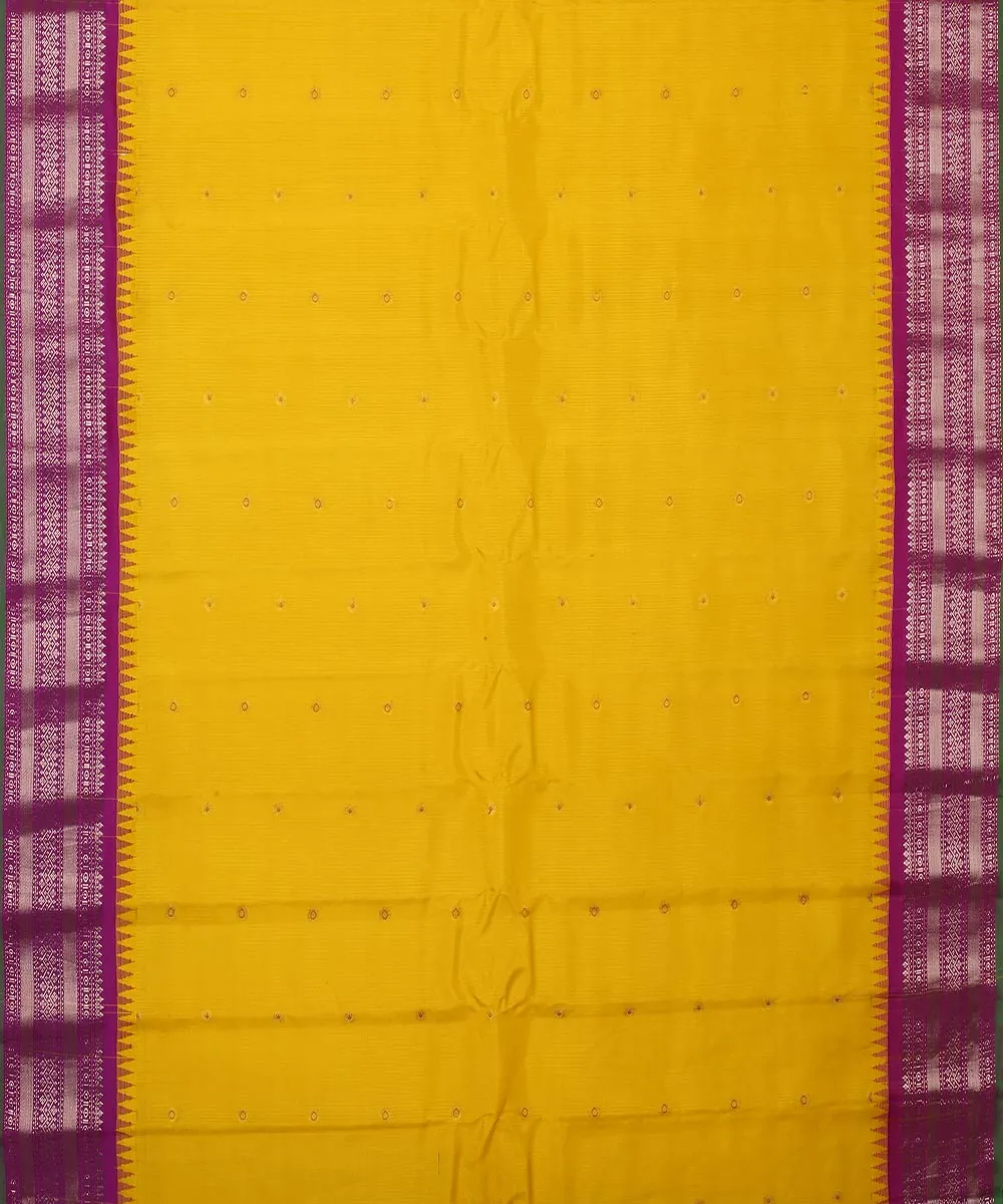 Mustard purple handwoven gadwal silk saree