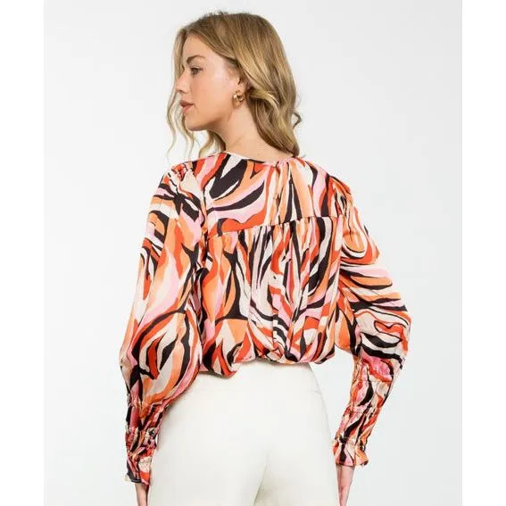 Natalia Multicolor Long Sleeve THML Top-SALE