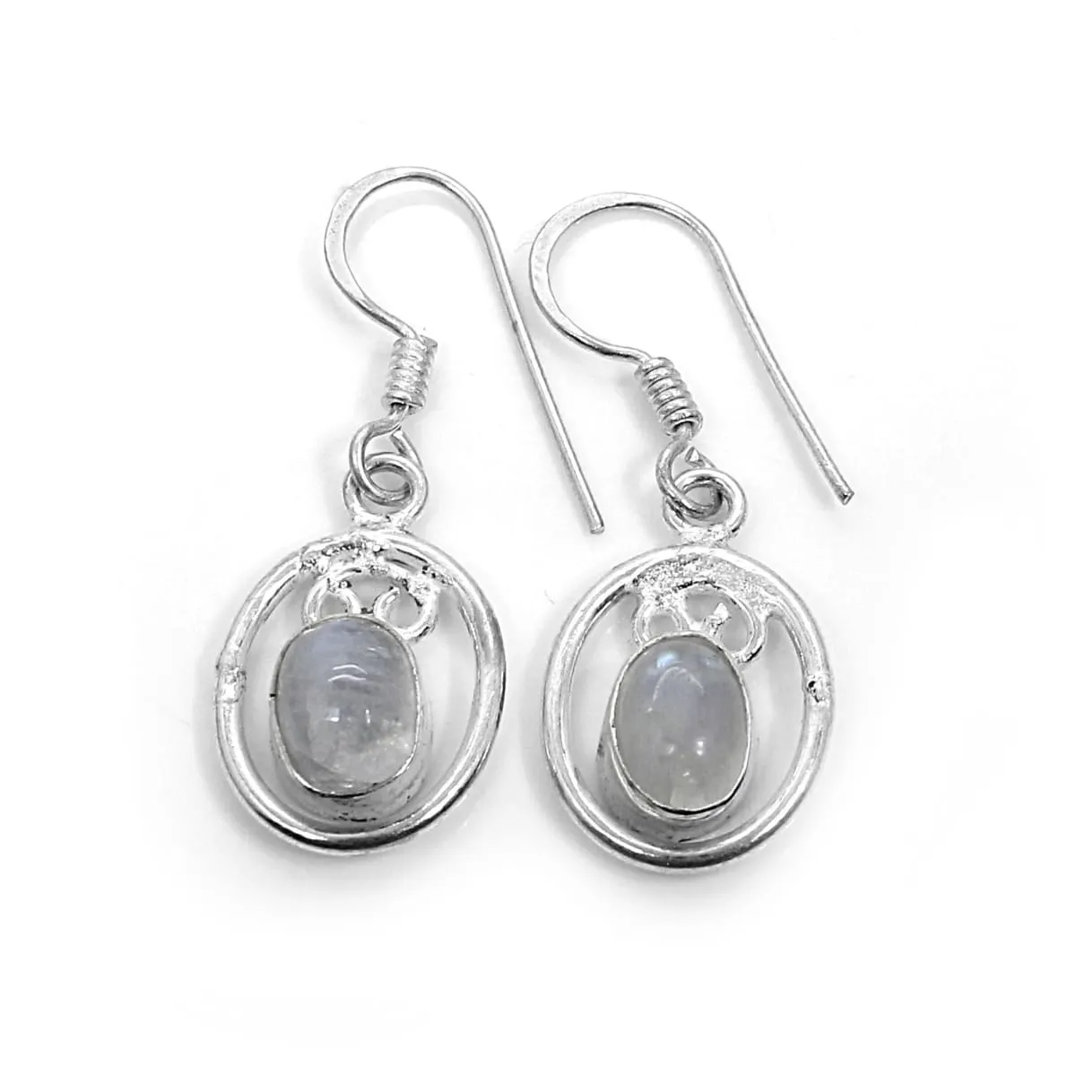 Natural Rainbow Moonstone Hanging Earrings