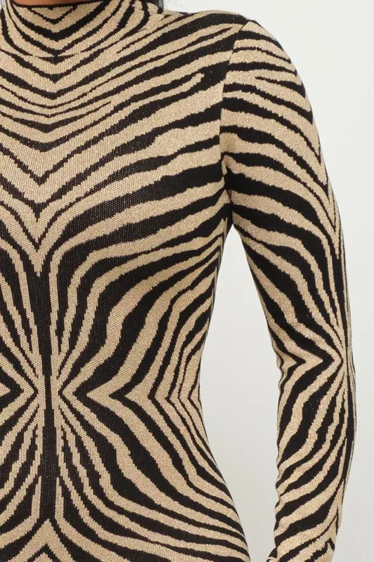 Nelia Long Sleeves Zebra Dress