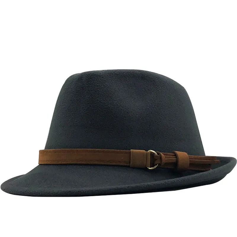 New Wool Women Men Fedora Hat For Winter Autumn Elegant Lady Gangster Trilby Felt Homburg Church Jazz Hat 55-58CM adjustable