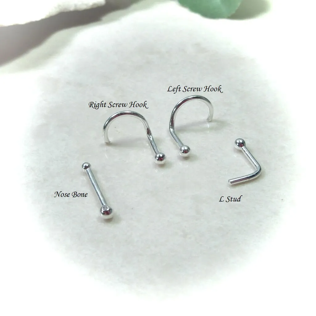 Nose Stud Dot 1mm Choose Your Style and Metal