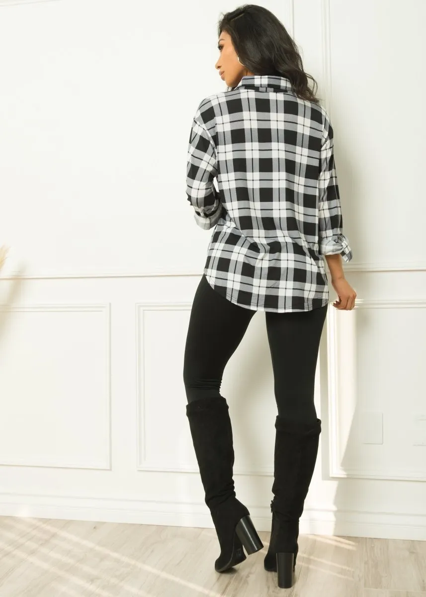 Oli Plaid Blouse Black/White