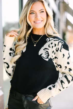 On Your Time Black Cheetah Sweater