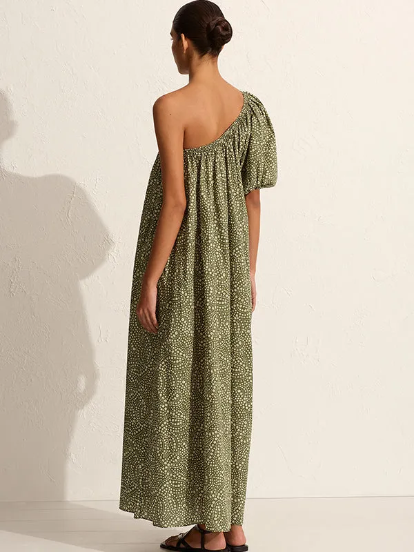 One Shoulder Maxi in Jasmine Olive