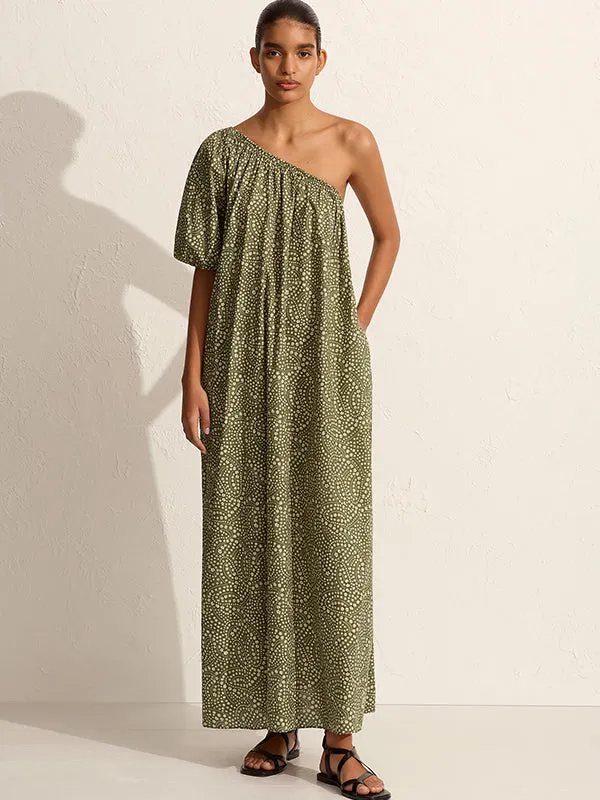 One Shoulder Maxi in Jasmine Olive